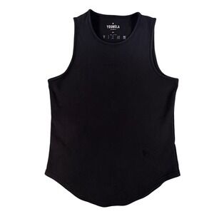 YoungLA 301 Flatboy Heavy Tank Top Mens Small Black Curved Hem Embroidered Logo